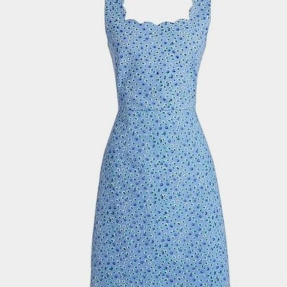 J. Crew Factory Scalloped Edge Basketweave Dress blue - Picture 5 of 5